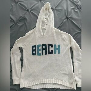 White Knitted Lightweight Hoodie Sweater